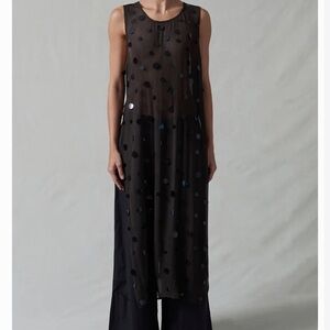 Chan Luu Black Sheer Polka Dot Maxi Dress